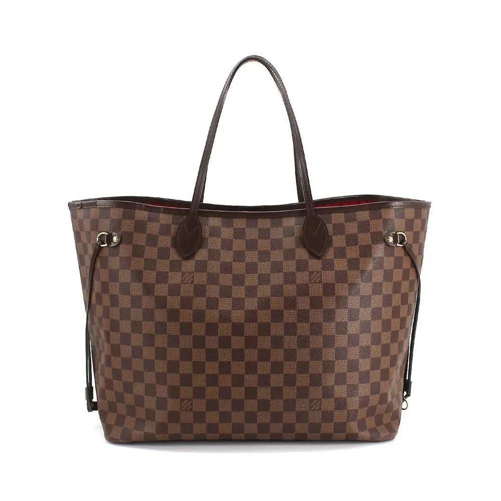 Louis Vuitton Damier Neverfull GM Tote Bag Ebene Series Gold Metal Fittings